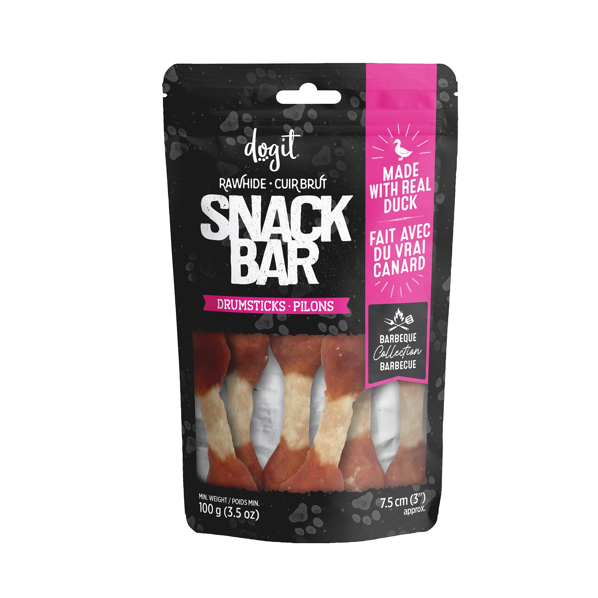 Dogit SnackBar Duck & Beefhide Drumsticks 3 in (7.5 cm) - approx 100 g (3.5 oz)