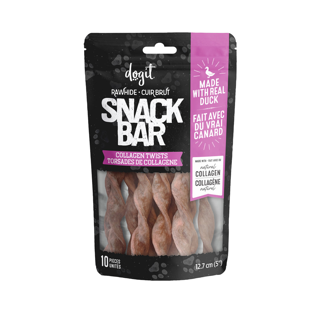 Dogit SnackBar Duck Collagen Twists - 10 pieces - 5 in (12.7 cm) - 1-1.5 cm dia - approx 100 g (3.5 oz)