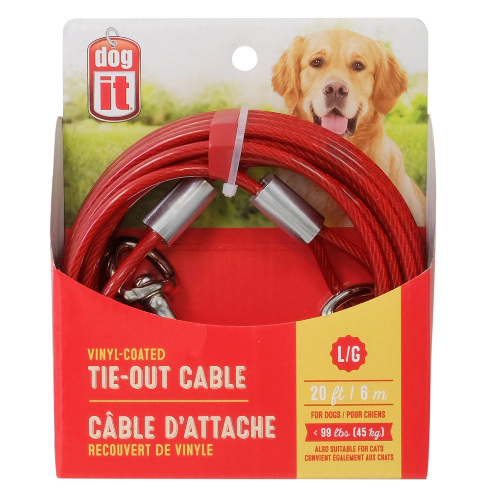 Dogit Tie-Out Cable - Red - Large - 6 m (20 ft)