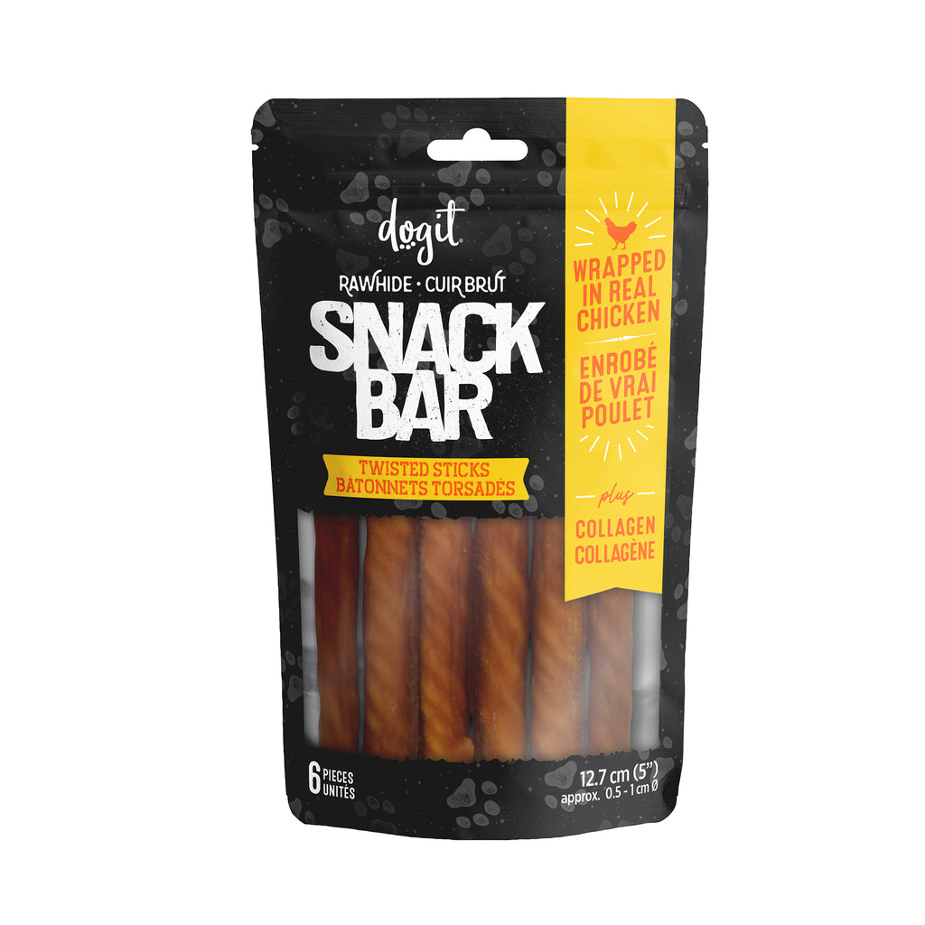 Dogit SnackBar Chicken-Wrapped Beefhide & Collagen Twisted Sticks - 6 pieces - 5 in (12.7 cm)