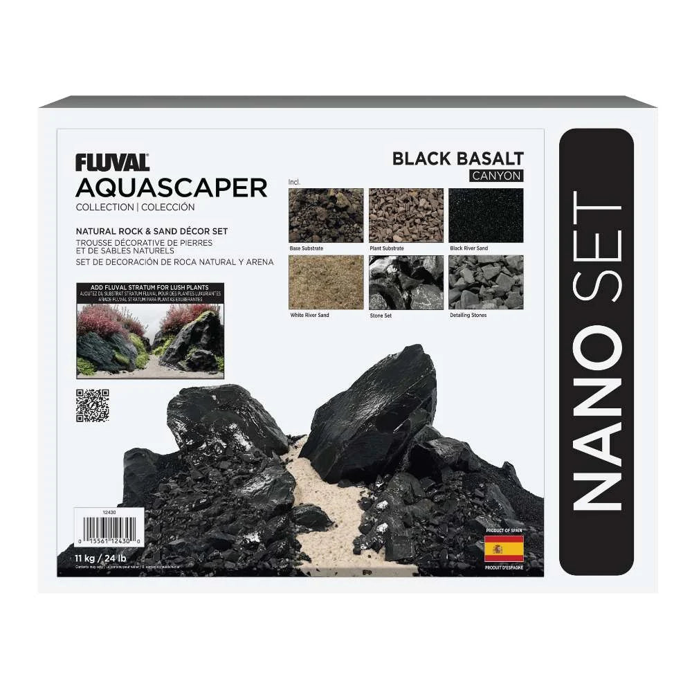 Fluval Black Basalt Aquascaper Natural Rock & Sand Décor - Nano Set 24lb