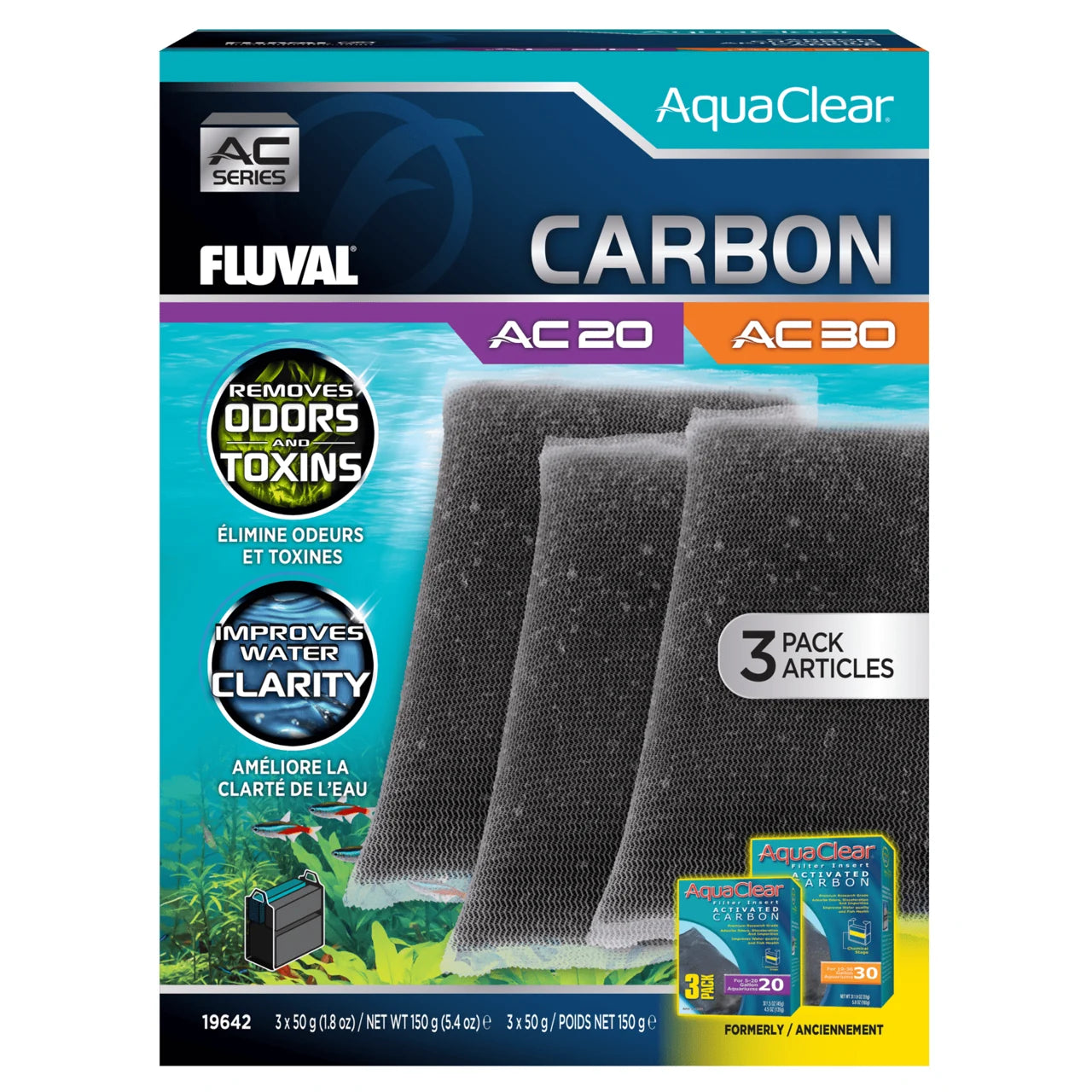 Carbon for AquaClear Power Filter - AC20/AC30 (3 pack)